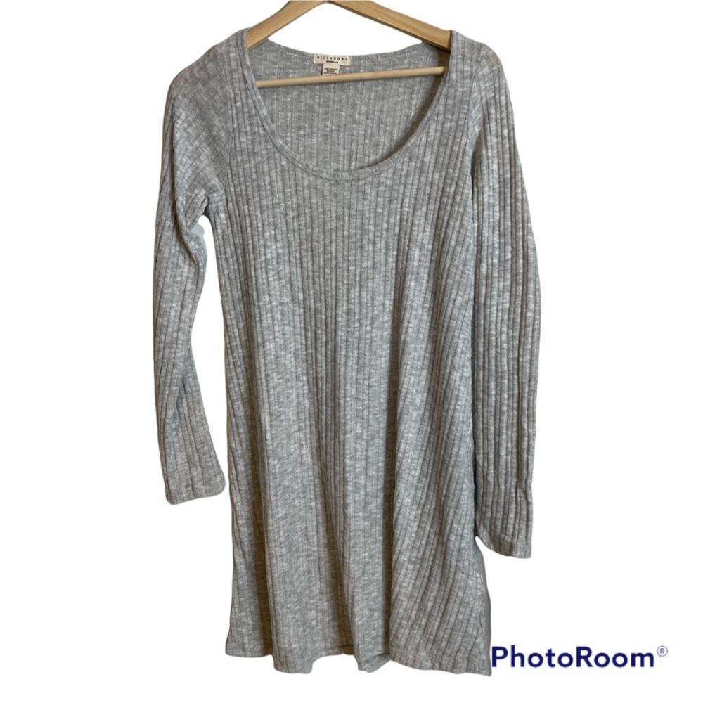 Billabong Essentials‎ Ribbed Long Sleeve Dress Gray M/M